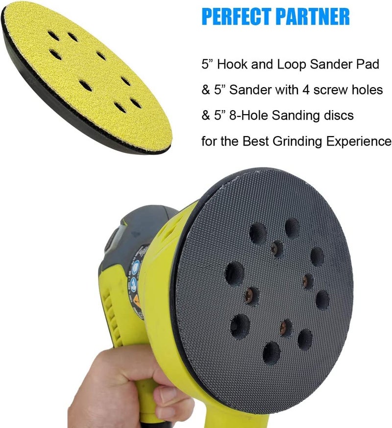 توكروب 2 حزمة من وسادة الصنفرة البديلة بخطاف وحلقة مقاس 5 بوصات لـ Ryobi RS290، RS241، RS240، RS280/RS280VS، RS281VS، P411 ماكينة سنفرة مدارية عشوائية - Image 4